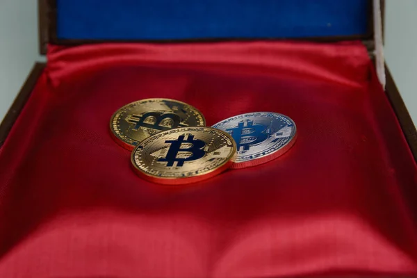 Χρυσή Bitcoin Χρήματα Φόντο — Φωτογραφία Αρχείου