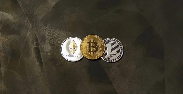 Crypto Currency Bitcoin Litecoin Ethereum — Stock Photo, Image