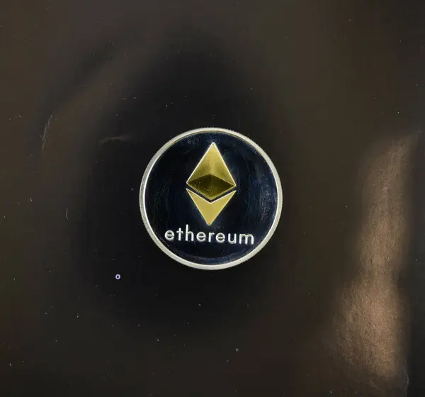 Crypto Currency Ethereum Lie Black Background — Stock Photo, Image