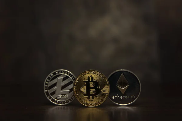 Κρυπτό Νόμισμα Bitcoin Litecoin Και Ethereum — Φωτογραφία Αρχείου