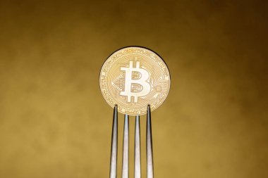 Bitcoin - gümüş çatal ile kripto para birimi