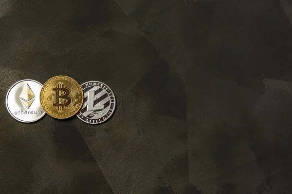 Κρυπτό Νόμισμα Bitcoin Litecoin Και Ethereum — Φωτογραφία Αρχείου