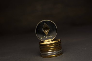 Arka plan üzerinde kripto para birimi Ethereum