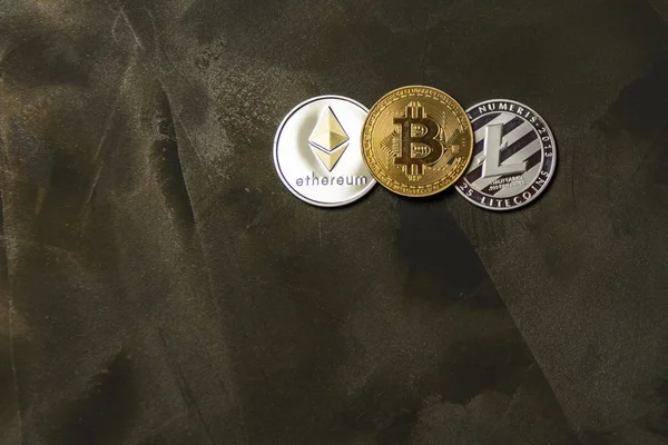 Crypto Currency Bitcoin Litecoin Ethereum — Stock Photo, Image