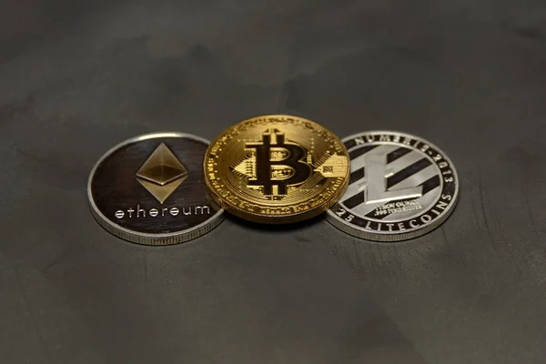 Crypto Currency Bitcoin Litecoin Ethereum — Stock Photo, Image