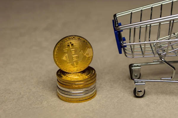 Złote Bitcoin Tle — Zdjęcie stockowe