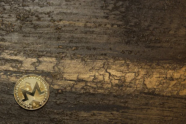 Arka Plan Maded Üzerinden Dekoratif Sıva Üzerinde Altın Monero — Stok fotoğraf