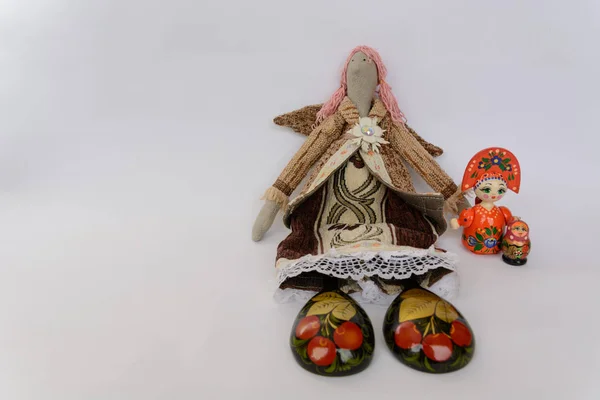 Ρωσικά Χειροποίητα Ξύλινα Κουτάλια Κουρέλι Κούκλα — Φωτογραφία Αρχείου