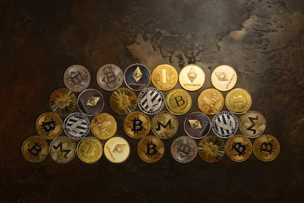 Hintergrund Aus Kryptowährungsmünzen — Stockfoto