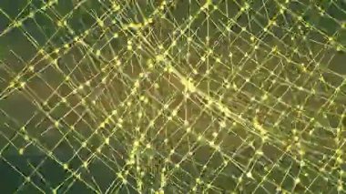 Altın sibernetik bağlı pleksus yapısı 4k animasyon 