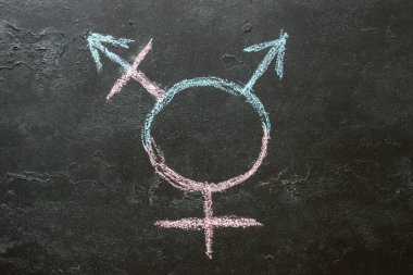 Transseksüel sembolü siyah arka plan yakın çekim