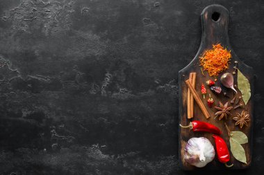 baharat ve metin için yer ile kesme tahtası