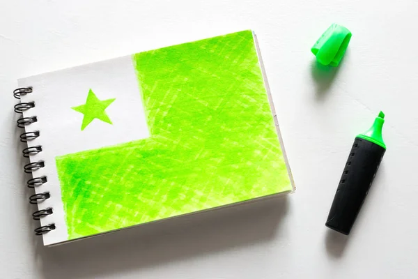 Bandera Esperanto Dibujada Marcador Verde —  Fotos de Stock