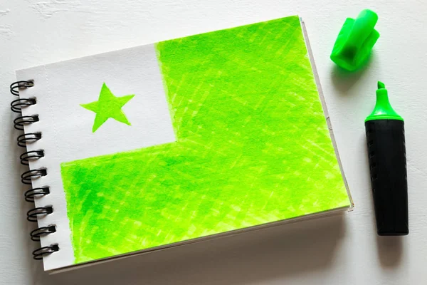 Bandera Esperanto Cuaderno Sobre Fondo Blanco —  Fotos de Stock