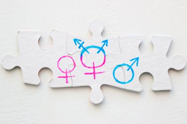 cinsiyet sembolleri bir bulmaca üzerinde kapat