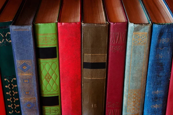 Viejos Libros Texto Tapa Dura Primer Plano Estudio Concepto Educación —  Fotos de Stock