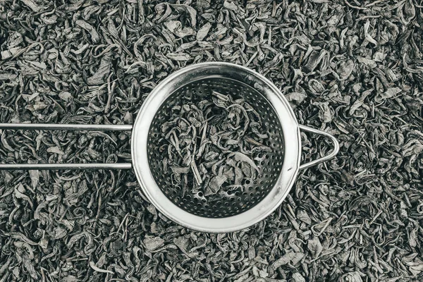 Dry Green Tea Metal Strainer Tea Ceremony — Stock Photo, Image