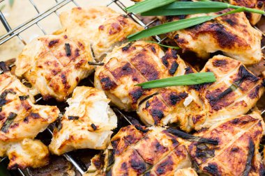 Pişirme et yanıyor. Fry et metal ızgara üzerinde. Barbekü partisi için niteliğine.