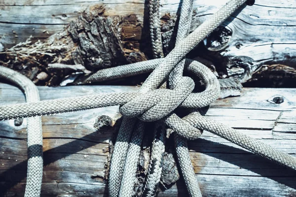 Knot Rope Tree Marine Knot Holds Bridge Logs — Stock Photo, Image