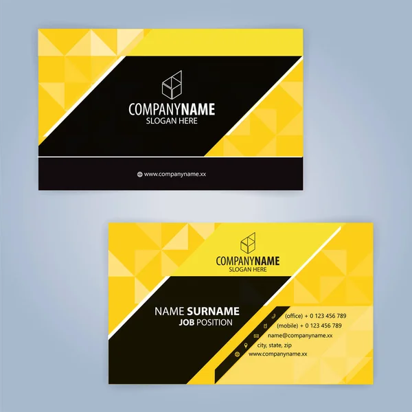 Black Yellow Modern Business Card Template Illustration Vector — Stock Vector