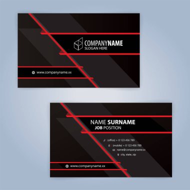 Kırmızı ve siyah modern kartvizit şablonu, illüstrasyon vektör 10