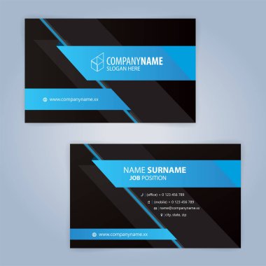 Mavi ve modern kartvizit şablonu, illüstrasyon vektör 10 siyah