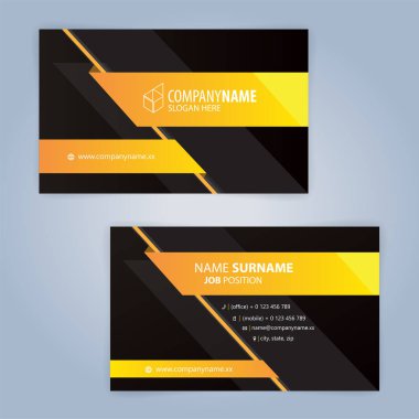 Siyah ve sarı modern kartvizit şablonu, illüstrasyon vektör 10