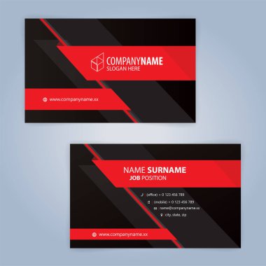 Kırmızı ve siyah modern kartvizit şablonu, illüstrasyon vektör 10