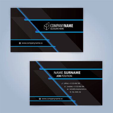 Mavi ve modern kartvizit şablonu, illüstrasyon vektör 10 siyah