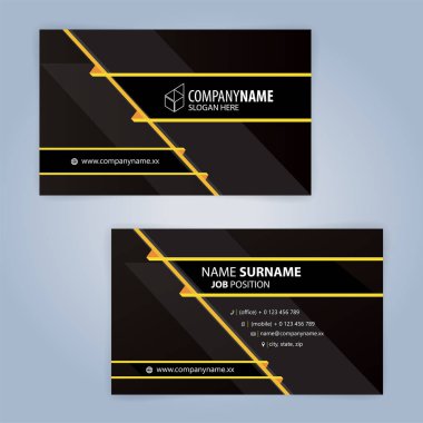 Siyah ve sarı modern kartvizit şablonu, illüstrasyon vektör 10