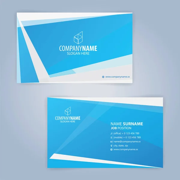 Blue White Modern Business Card Template Illustration Vector — Stock Vector