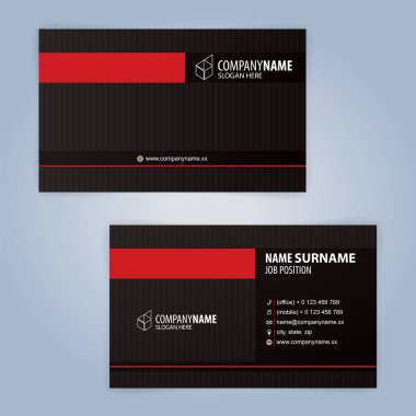 Kırmızı ve siyah modern kartvizit şablonu, illüstrasyon vektör 10