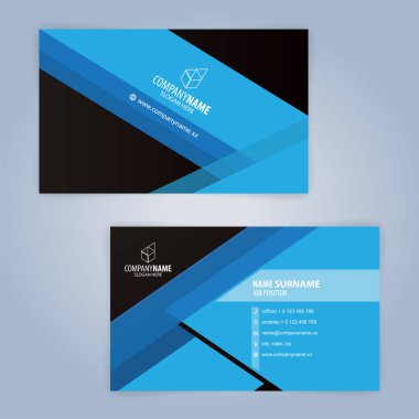 Mavi ve beyaz modern kartvizit şablonu, illüstrasyon vektör 10