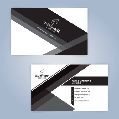 Siyah ve beyaz modern kartvizit şablonu, illüstrasyon vektör 10