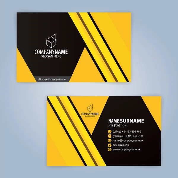 Yellow Black Modern Business Card Template Illustration Vector — Stock Vector