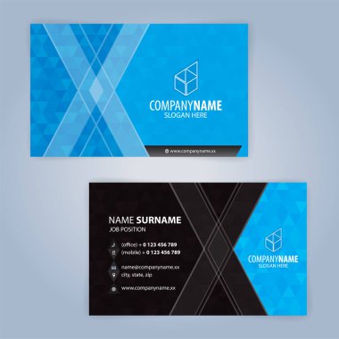 Kartvizit şablonu. Mavi ve siyah, resimde Vector10