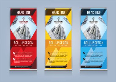 Roll Up Banner şablon tasarım vektör çizim, sunum ve broşür ve ilan. Vektör çizim