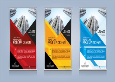 Roll Up Banner şablon tasarım vektör çizim, sunum ve broşür ve ilan. Vektör çizim