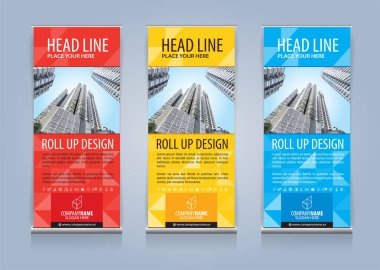 Roll Up Banner şablon tasarım vektör çizim, sunum ve broşür ve ilan. Vektör çizim