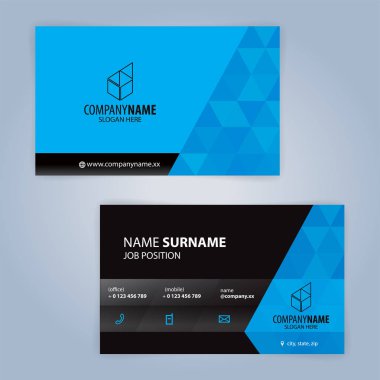 Business card template. Blue and Black, Illustration Vector10 clipart svg vector 