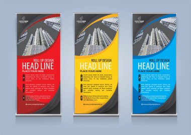 Roll Up Banner şablon tasarım vektör çizim, sunum ve broşür ve ilan. Vektör çizim