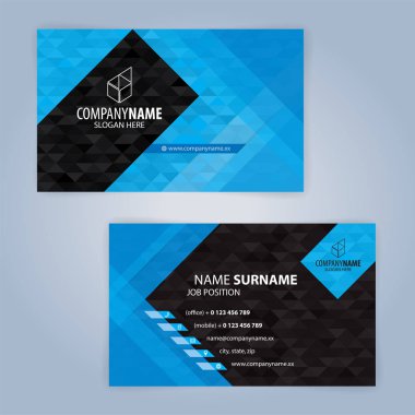 Kartvizit şablonu. Mavi ve siyah, resimde Vector10