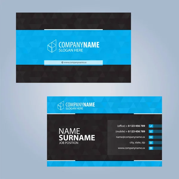 Business card template. Blue and Black, Illustration Vector10