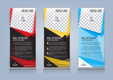 Roll Up Banner şablon tasarım vektör çizim, sunum ve broşür ve ilan. Vektör çizim