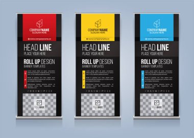 Roll Up Banner şablon tasarım vektör çizim, sunum ve broşür ve ilan. Vektör çizim