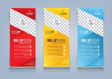 Roll Up Banner şablon tasarım vektör çizim, sunum ve broşür ve ilan. Vektör çizim
