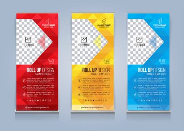 Roll Up Banner şablon tasarım vektör çizim, sunum ve broşür ve ilan. Vektör çizim