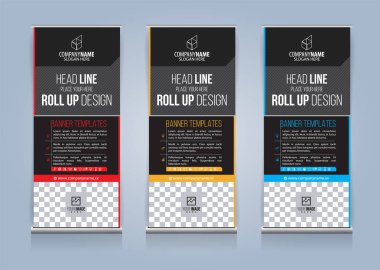 Roll Up Banner şablon tasarım vektör çizim, sunum ve broşür ve ilan. Vektör çizim