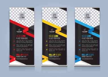 Roll Up Banner şablon tasarım vektör çizim, sunum ve broşür ve ilan. Vektör çizim