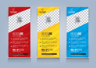 Roll Up Banner şablon tasarım vektör çizim, sunum ve broşür ve ilan. Vektör çizim